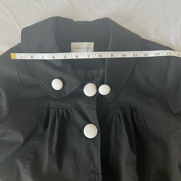 Tsumori Chisato Embroidered Black Trench Coat Jacket Size S - Picture 11 of 14